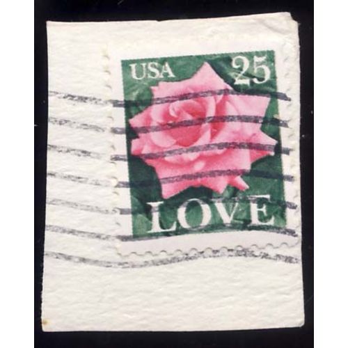 Timbre U S A, Love Rose, 25 Cents, Oblitéré