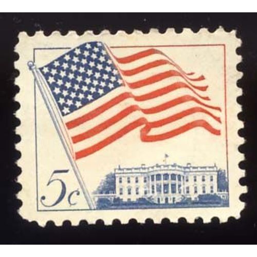 Timbre U S A, La Maison Blanche, 5 Cents, Non Oblitéré