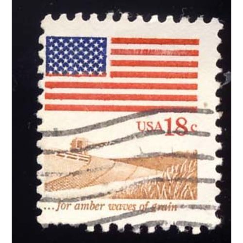 Timbre U S A, ...For Amber Waves Of Grain, 18 Cents, Oblitéré