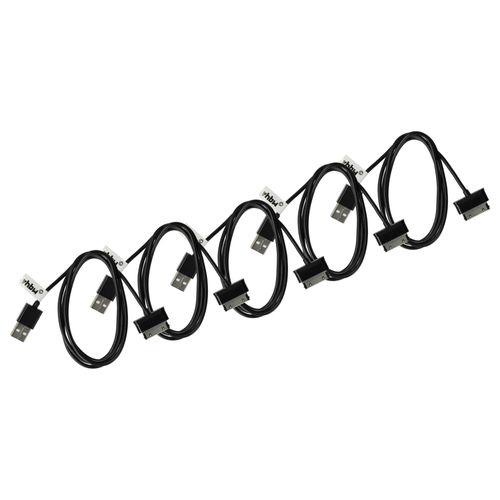 vhbw 5x Câble USB compatible avec Samsung Galaxy Tab GT-P6210 tablette - Câble 2 en 1 avec charge (type A sur tablette), 120cm, noir