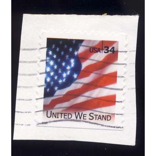 Timbre U S A, Drapeau, United We Stand, 34 Cents, Oblitéré