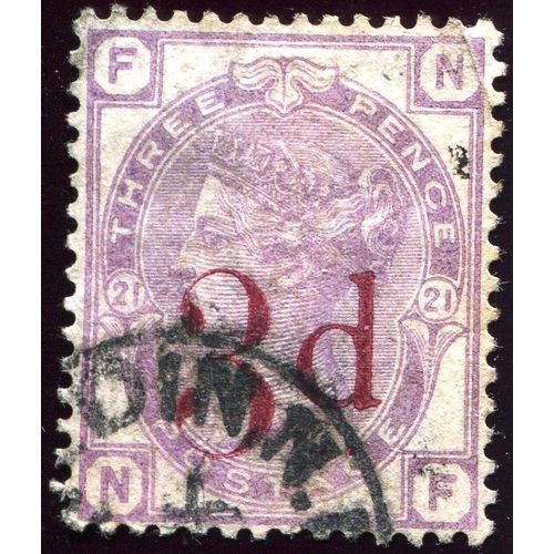 Queen Victoria 1883. 3p On 3p Lilac, Pl 21. Sg 159, Sc 74, Yt 74.Vfu.