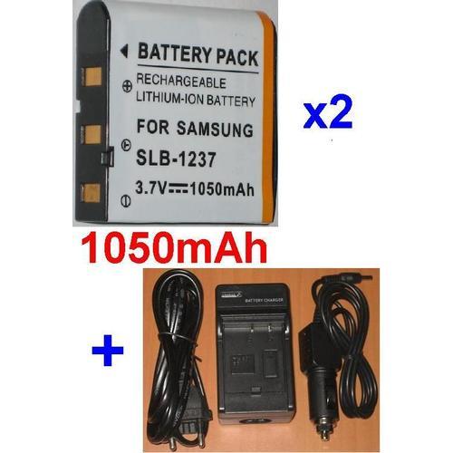 Chargeur + 2 Batteries Pour Samsung Digimax L85 L55W SLB-1237 EU94, SLB1237 SBL1237 SBL-1237 **1050m