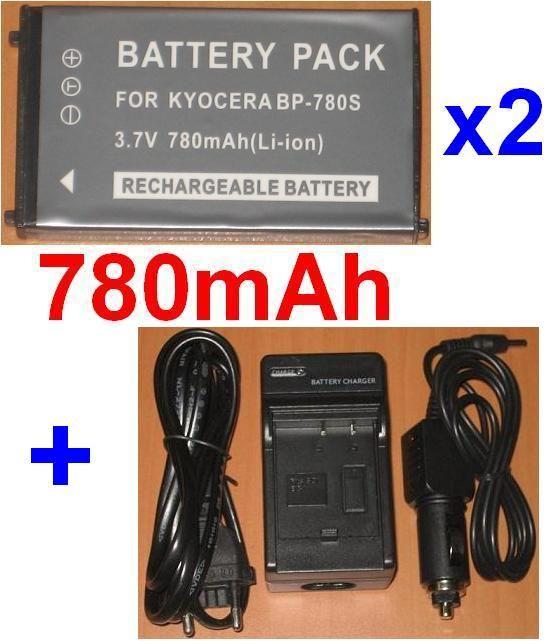 Chargeur + 2 Batteries KYOCERA BP-780S BP780 SL300R SL300RT SL400R