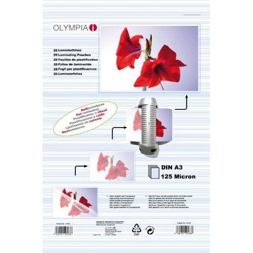 olympia pochettes de plastification din a3 125 microns 25 unites