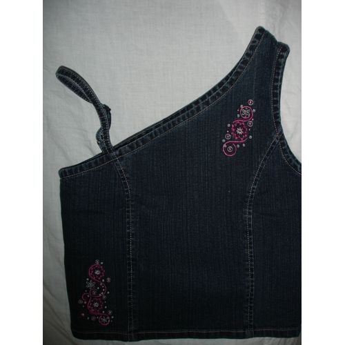 Bustier Assimétrique En Jean Strech 8/9 Ans