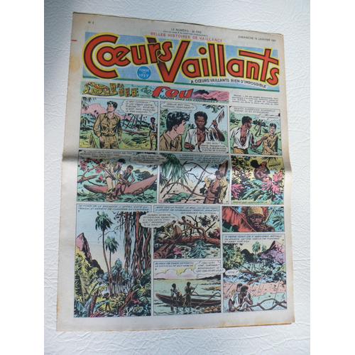 Coeurs Vaillants   1951  N° 2 : L'ile De Feu Yann Chez Les Cannibales
