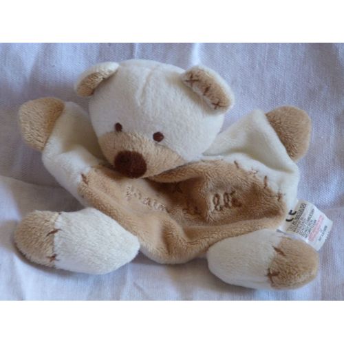 Ours Doudou Plat Beige Marron Grain De Blé