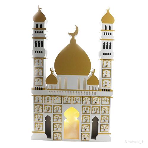 Calendrier de l' du Ramadan avec décoration lumineuse Eid Mubarak pour Blanc