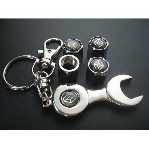 Bouchons De Valves - Logo Renault - Lot De 4 + Porte-Clés