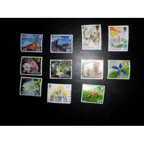11 Timbres Guernsey Et Bailiwick Og Guernsey