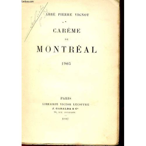 Careme De Montreal 1905