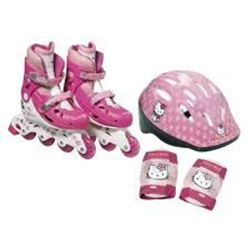 Rollers + Casque +  Genouillère  "Hello Kitty"