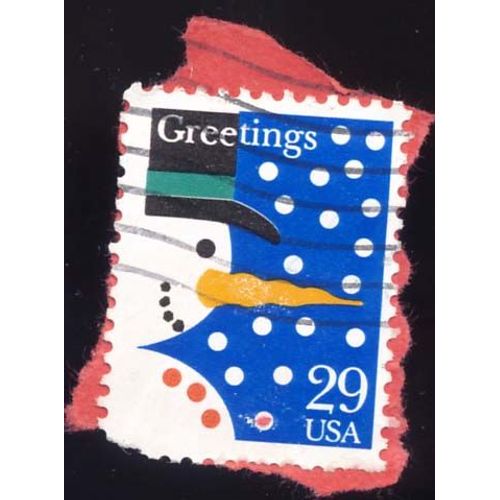 Timbre U S A, Greetings Bonhomme De Neige, 29 Cents, Oblitéré
