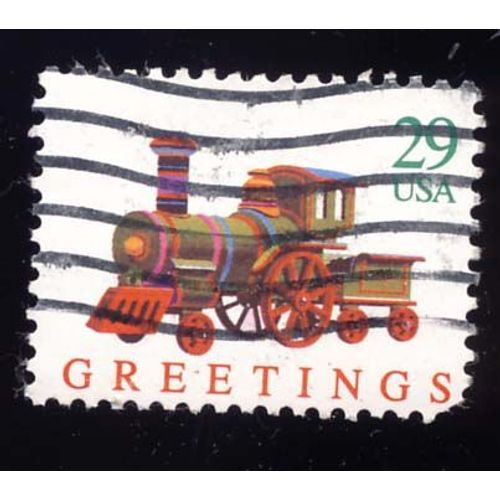 Timbre U S A, Greetings Locomotive, 29 Cents, Oblitéré