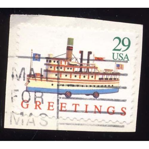 Timbre U S A, Greetings Bateau À Roulettes, 29 Cents, Oblitéré