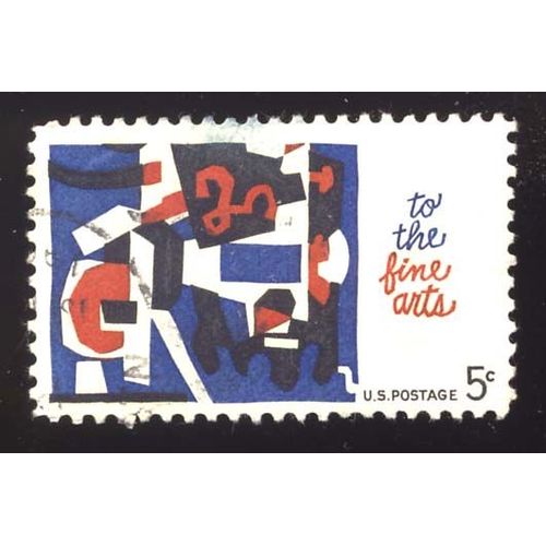 Timbre U S A, To The Fine Art U S Postage, 5 Cents, Oblitéré