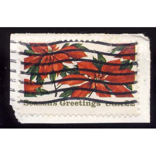 Timbre U S A, Season's Greetings Fleurs Rouges, 22 Cents, Oblitéré