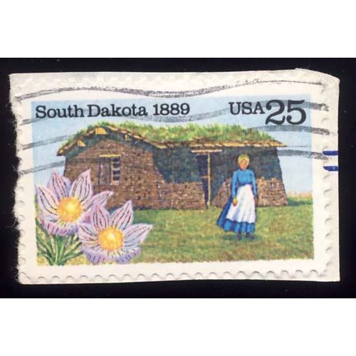 Timbre U S A, South Dakota 1889, 25 Cents, Oblitéré