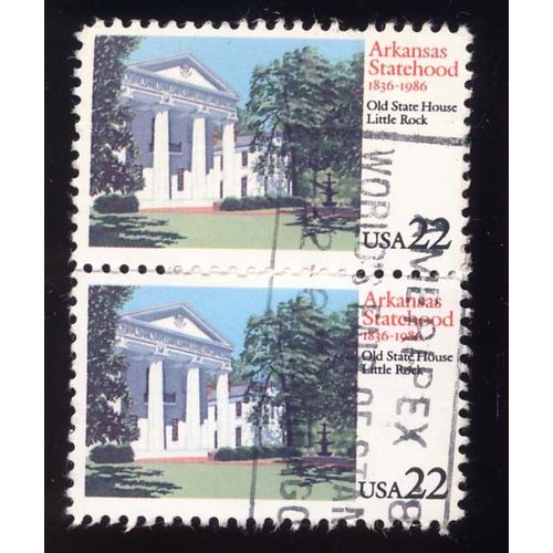 Timbre U S A, Arkansas Statschood 1836-1986, Old State House Little Rock, 22 Cents, Oblitéré