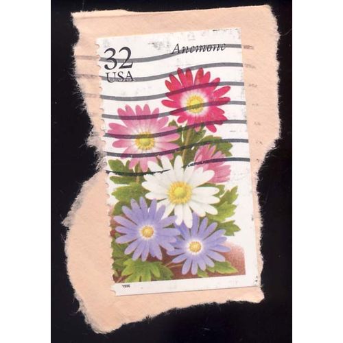 Timbre U S A, Anemone, 32 Cents, Oblitéré