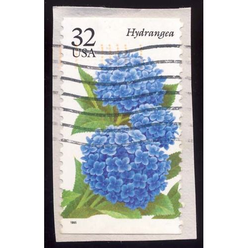 Timbre U S A, Hydrangea, 32 Cents, Oblitéré