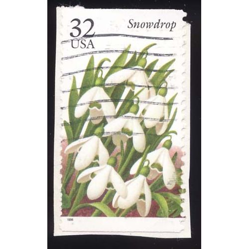 Timbre U S A, Snowdrop, 32 Cents, Oblitéré
