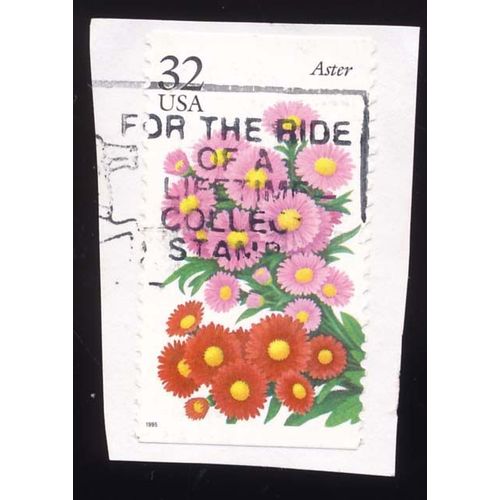 Timbre U S A, Aster, 32 Cents, Oblitéré