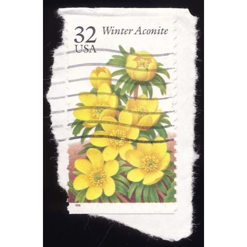 Timbre U S A, Winter Aconit, 32 Cents, Oblitéré