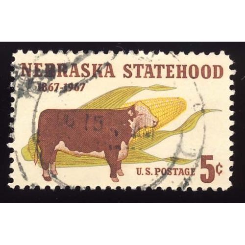Timbre U S A, Nebraska Statehood 1867-1967, U S Postage 5 Cents, Oblitéré,