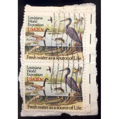 Timbre U S A, Louisiana World Exposition, Fresh Water As A Source Of Life, 20 Cents, Oblitéré