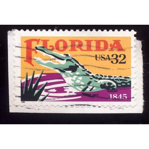 Timbre U S A, Florida 1845, 32 Cents, Oblitéré