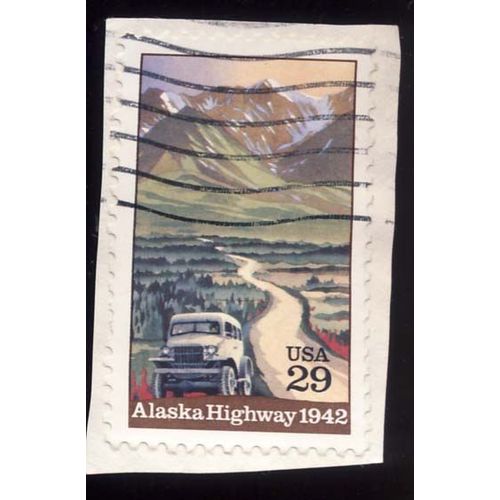 Timbre U S A, Alaska Higway 1942, 29 Cents, Oblitéré