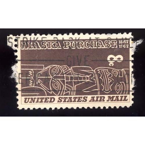 Timbre U S A, Alaska Purchase 1867-1967, United States Air Mail 8 Cents, Oblitéré