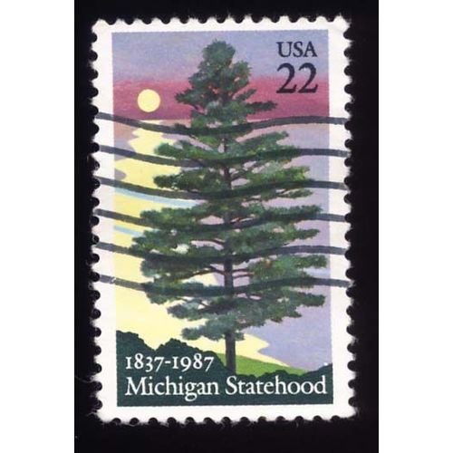 Timbre U S A, Michigan Statehood 1837-1957, 22 Cents, Oblitéré