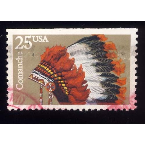 Timbre U S A, Comanche, 25 Cents, Oblitéré