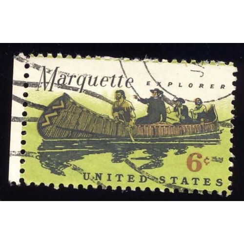 Timbre U S A, Marquette Explorer, 6 Cents, Oblitéré