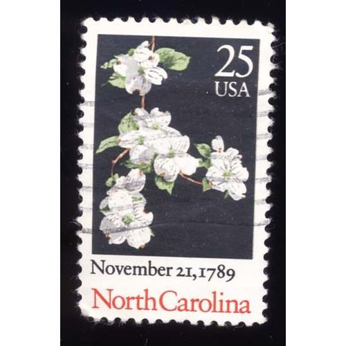Timbre U S A, North Carolina Nnovember 21 1789, 25 Cents, Oblitéré