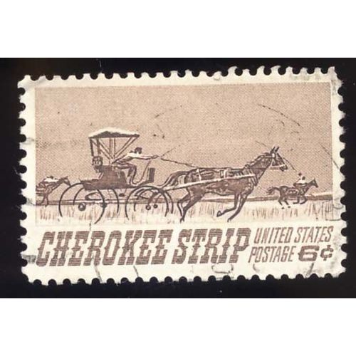 Timbre U S A, Cherokee Strip, U S Postage 6 Cents, Oblitéré