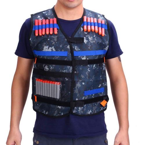 Gilet Tactique Camouflage Enfants Elite + 50pcs Fl¿¿Chettes Balle Bleu Pistolet Pour Nerf N-Strike Elite Series