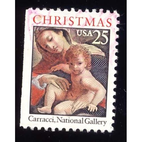Timbre U S A, Christmas, Carracci National Gallery, 25 Cents, Oblitéré