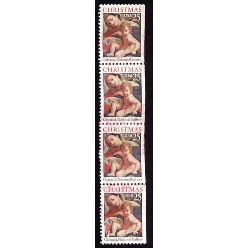 Timbre U S A, Christmas, Carracci National Gallery, 25 Cents, Oblitéré