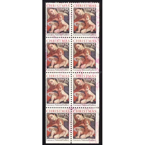 Timbre U S A, Christmas, Carracci National Gallery, 25 Cents, Oblitéré