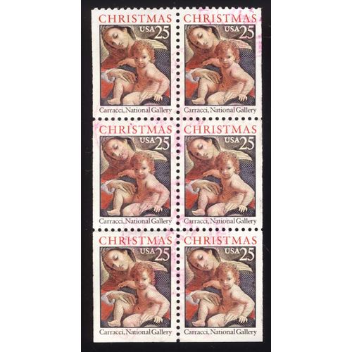 Timbre U S A, Christmas, Carracci National Gallery, 25 Cents, Oblitéré