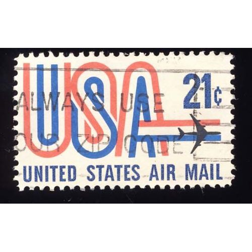 Timbre U S A, Us Airmail, 21 Cents, Oblitéré