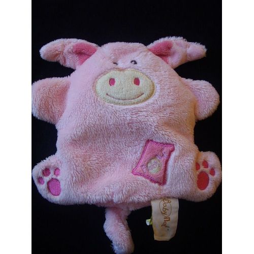 Doudou Cochon Baby Nat' Babynat Semi- Plat Rose 20 Cm Avec La Queue