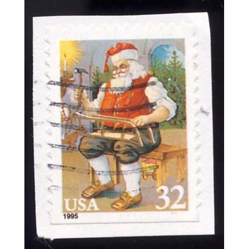 Timbre U S A, Père Noël, 32 Cents, Oblitéré