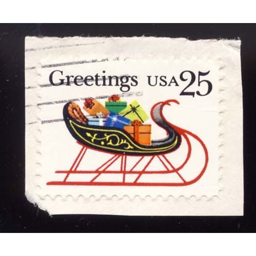Timbre U S A, Greetings Trainau, 25 Cents, Oblitéré