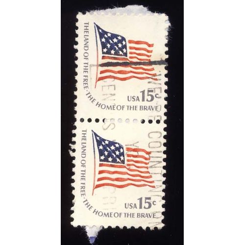 Timbre U S A, The Land Of The Free The Home Of The Brave Et Drapeau, 15 Cents, Oblitéré
