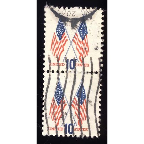 Timbre U S A, Drapeaux Du Nord Et Du Sud Croisés, 10 Cents, Oblitéré